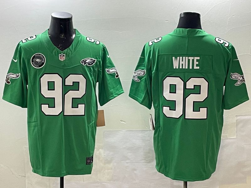 Men Philadelphia Eagles #92 White Green three generations 2025 Nike Vapor Limited NFL Jersey style 5->philadelphia eagles->NFL Jersey